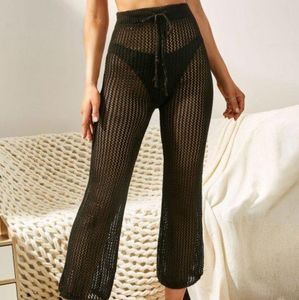 Black Crochet Beach Pants one size